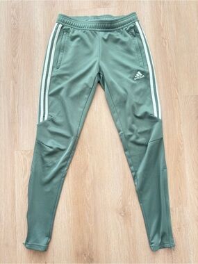 adidas Sage Green Track Pants with White Stripes